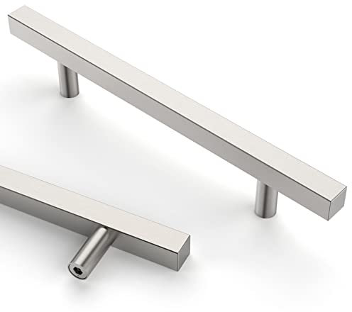 Astrée 5 Pack 128mm Brushed Satin Nickel Kitchen Handles - Stainless Steel Cupboard Handles