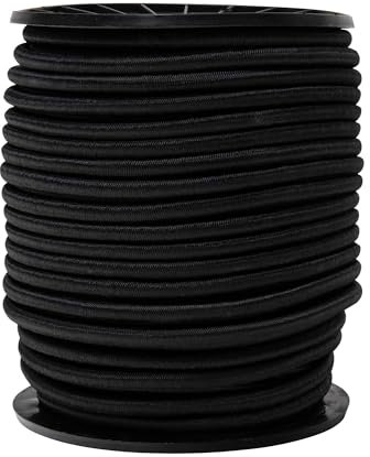 WERKA PRO Tendeur élastique Noir Longueurs Multiples 8mm x 50 mètres sur Bobine