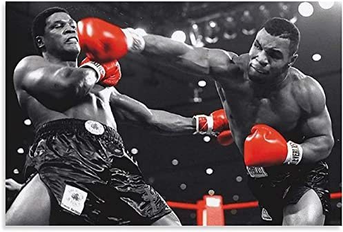 LBMED Leinwand Druck Poster Mike Tyson Vs Trevor Berbick Boxposter für Bürodekoration Wandkunst Kunstwerk Malerei Kunstdrucke Bild 23.6x35.4(60x90cm) Kein Rahmen
