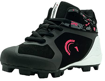 Guardian Baseball Cleats Jugend Jungen Mädchen High Top Youth Baseball Cleats Jungen Baseball Cleats und Mädchen Softball Cleats, Schwarz/Highlighter Pink, 7 Big Kid