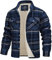 TACVASEN Uomo Camicia Termica in Pile Camicia di Flanella Camicia da Boscaiolo Casual Giacca (L, Blu e grigio)