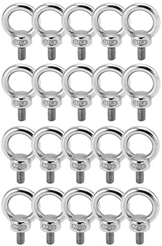 QWORK® 20 Pezzi M6 Bulloni ad Occhiello, M6 Bullone per Sollevamento Filettato Maschio Acciaio Inossidabile 304 per Sollevamento Vivente (65KG)