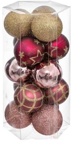 Déco de Sapin Lot de 15 Boules de Noël D 5 cm - Rose et Or - Feeric Christmas