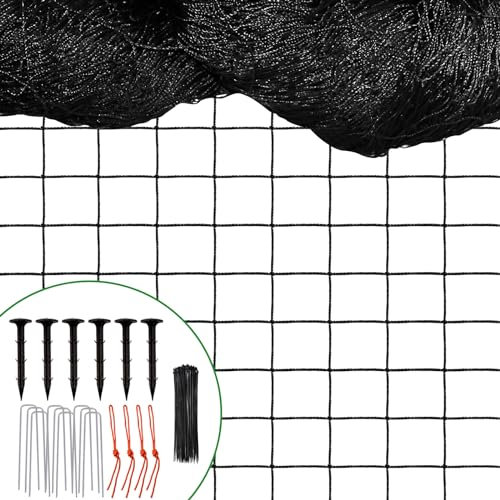 Vogelnetz – 300 x 300 m Geflügelnetz mit 2,5 cm quadratischem Netz für Hühnerstall, Vogelnetz für Gartenschutz, robustes Nylon-Gartennetz für Obstbäume gegen Voliere, Hirsche, Eichhörnchen