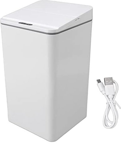 Cubo de Basura Inteligente sin Contacto de 9 L con Tapa Plegable, Sensor de Movimiento para Dormitorio, Baño, Oficina (Gris)