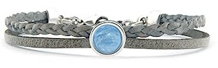 QOSS Armband FLEUR grau Stein himmelblau