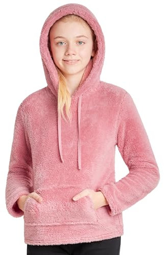 CityComfort Felpa Bambina - Felpa con Cappuccio di Pile 5-14 Anni - Felpe Ragazza Pesante Invernale Felpe Pelose Teddy da Casa (Rosa, 11-12 Anni)