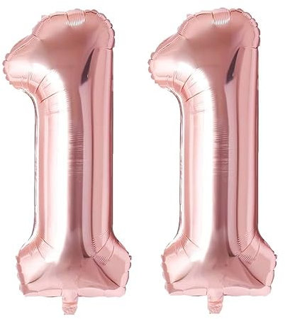 Vthoviwa 40 Zoll/18 Farbens Luftballon Zahlen 11 Rosegolden, Helium Luftballon 11. Geburtstag Foil Ballon, 0123456789,10-19,20-25,30,40,50,60,70,80,90, Folienballon 11 Party Dekoration