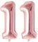 Vthoviwa 40 Zoll/18 Farbens Luftballon Zahlen 11 Rosegolden, Helium Luftballon 11. Geburtstag Foil Ballon, 0123456789,10-19,20-25,30,40,50,60,70,80,90, Folienballon 11 Party Dekoration