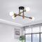 JIINOO Kronleuchter Moderne Pendelleuchte 4 Lichter Metall Industrielle Vintage Halterung Kronleuchter für Wohnzimmer Esszimmer Schlafzimmer Foyer, Schwarz + Gold