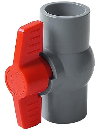 JISADER Robinet à Bille En PVC, Vanne D'arrêt D'eau à Poignée En T Compacte, Accessoires de Plomberie pour équipement de Piscine, gris 32mm