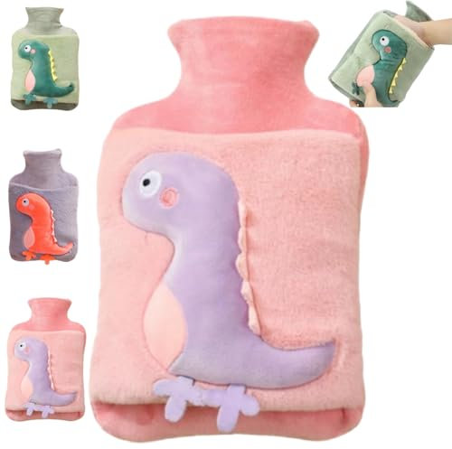 MHwan Hot Water Bottle, 2L Large Cute Dinosaur Thickened Super Furry Fluffy Aldult Kids Hot Water Bottle with Cover, Explosion-Proof and Leak-Proof, Can be Used to Relieve Body Pain
