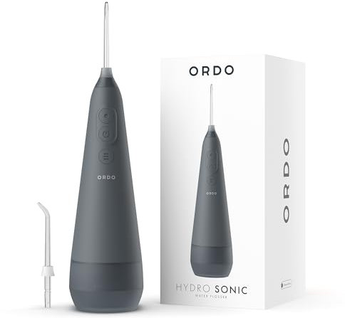 Ordo Idropulsore per denti senza fili, irrigatore orale impermeabile IPX7, 3 impostazioni di pressione, portatile, filo interdentale elettrico, ricaricabile, consigliato da professionisti dentali,