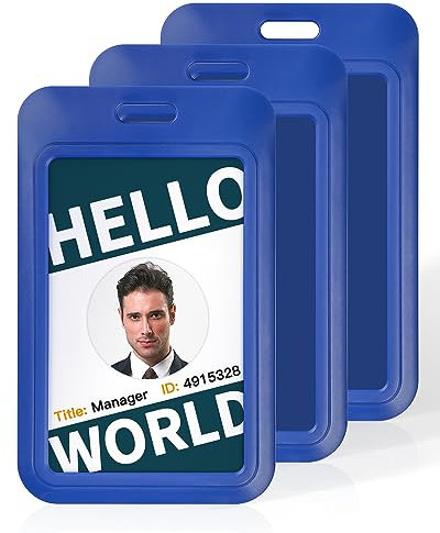 Uniclife Lot de 3 Porte Badges Coulissants en Plastique Bleu avec Fenêtre Transparente pour Cartes d'identité de Bureau Cartes de Crédit Cartes de Proximité Permis de Conduire et Laissez Passer