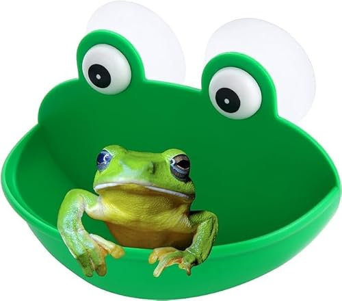 dewdat Frog Habitat Frog Dish Holder With Suction Cups, Cute Amphibian Reptile Fish Tank Decoration For Toad Frog Tad-pole Tree Frog Small Aquatic Animals