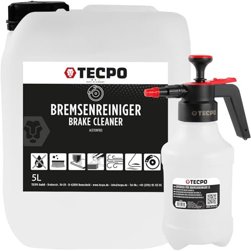 TECPO Bremsenreiniger 5 Liter Brake Cleaner Teile Reiniger + 2 Liter TECPO Sprühflasche
