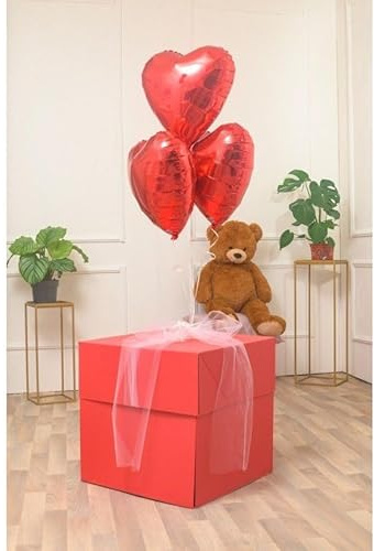 Chianese Scatola Regalo a Sorpresa Box Surprise 50x50x50 cm Rossa | Idea Regalo per Palloncini, San Valentino, Anniversari e Proposte