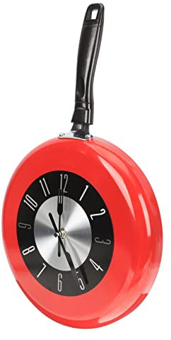 HOOTNEE Frying Pan Wall Clock Decorative Metal for Kitchen and Living Room Unique Modern Design No Battery Required Stylish Home Decor