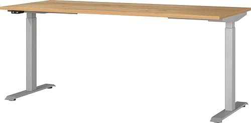 Germania Schreibtisch 7909-641, in Navarra-Eiche-Nb./Silber, EL. höhenverstellb., 180 x 120 x 80 cm (BxHxT)