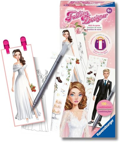 Ravensburger - Fashion Designer Style Book, Brautkleider, Erstellen Sie Ihre eigene Modekollektion, kreative Spiele, Zeichnungen zum Ausmalen, Geschenkidee für Kinder ab 6 Jahren, kompatibel mit