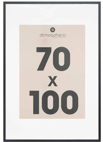 Atmosphera - Cadre Photo Manu Noir 70x100 cm, Avec Passe-Partout 30x40 cm, À Poser ou Suspendre - Pour Décoration Murale, Salon, Bureau