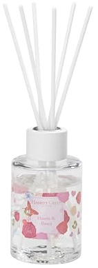 Hassett Green London - Hearts & Roses - Large Fragrance Oil Reed Diffuser - 200ml Glass Bottle with 6 Thick Fibre Reeds - Packaging-Free