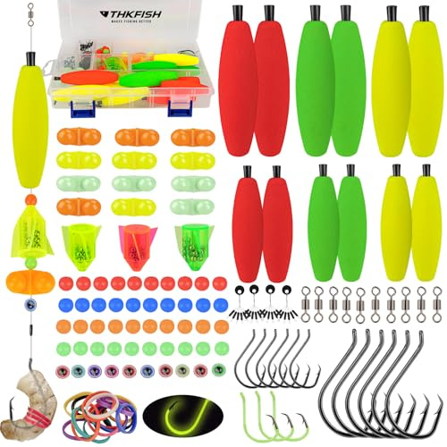 THKFISH Wallervorrichtungs Set, Zubehör für Wels, Wels Wallervorrichtungen, 127 Teile Wels Vorfachzubehör, Schwimmer Angelvorfächer, Wels Ausrüstungsbox mit Eva Angelposen, Catfish Rigs, Fishing Rigs