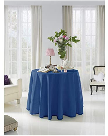 Acomoda Textil - Falda para Mesa Camilla Terciopelo, Redonda - Rectangular, Suave y Cálida de Invierno. (Redonda 100 cm, Azul Klein)