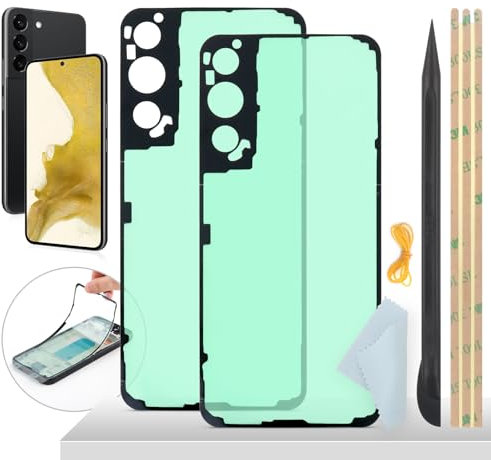 YHX-OU Lot de 2 films adhésifs étanches pour couvercle de batterie pour Samsung Galaxy S22 5G 6,1 + pied de biche + bande élastique + chiffon de nettoyage d'écran