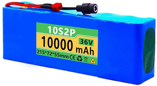 36V 10AH E-Bike Battery,10S2P E-Bike Li-Ion Battery Pack Built-In BMS with BMS Board for 250W 350W 500W 750W 800W Electric Bicycle Motor with Charger 215 * 72 * 55Mm 36V10AH,T