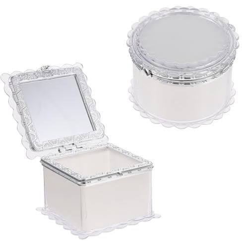 AOKWAWALIY 2er-box Verspiegeltes Schmuckkästchen Heimschmuck Schmuckaufbewahrungshalter Tragbarer Schmuckorganisator Mini-reise-schmuckkästchen Schmuckhalter Diy-material Plastik Abs