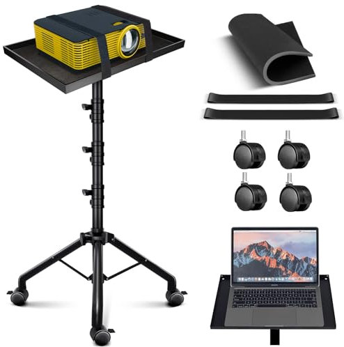 INMOZATA Projector Tripod Stand with Casters, Portable Projector Laptop Stand Universal Device Stand with Adjustable Height & Angle, Compatible with Projector Camera Webcam for Home & Office & Outdoor