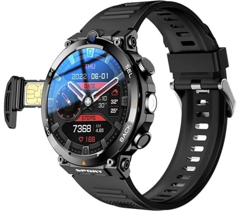 Smart Watch Answer/Make Calls, 4G SIM Card Smartwatch, 1.39 Round Screen/Dual Camera/with Heart Rate/Ultra Thin Body/NFC Positioning, for Android IOS Phones