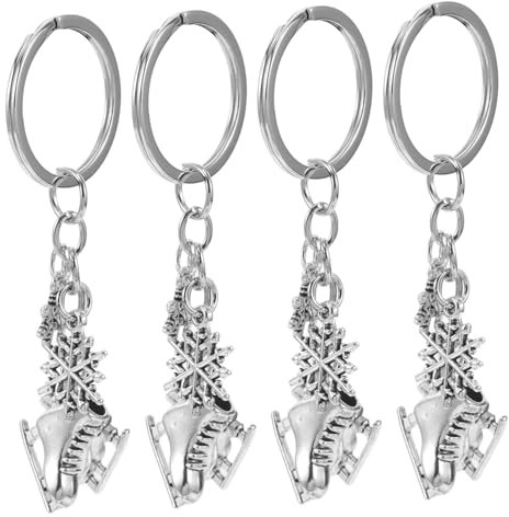 WRITWAA Schlittschuh Schlüsselanhänger 4 Stück Mit Schneeflocken Motiv Langlebiges Metall Bunte Farbe Taschen Und Rucksackanhänger Für Eislaufen Fans Und Kleine Souvenirs