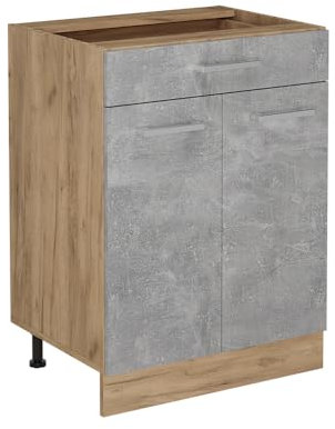 Vicco Küchenunterschrank R-Line, Beton, 60 cm mit Schublade, ohne Arbeitsplatte