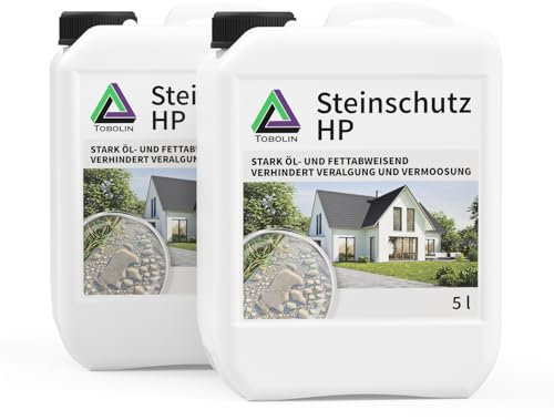 Steinimprägnierung | TOBOLIN Steinschutz HP 10000 mL – Steinversiegelung – Wasser-, schmutz-, öl- und fleckenabweisend - Für alle saugfähigen Steine geeignet| Stein Imprägnierung für Außen