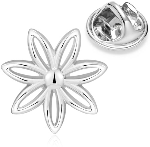 HONEY BEAR Broche Clips Pins Fleurs de Marguerite pour Costume Homme/Femme,Cadeau de Mariage affaires,Argent brillant