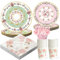 Juego de 120 piezas de vajilla de papel floral para fiesta, papel de flores pastel, platos, tazas, servilletas (20 invitados)