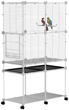 STILLCOVE Großer stehender Vogelkäfig, Sittichkäfig mit abnehmbarem Ständer und Rädern, breiter Flugvogelkäfig für Papageien, Nymphensittiche, Sittiche, Wellensittiche, Kanarienvögel, Finken, Lovebird
