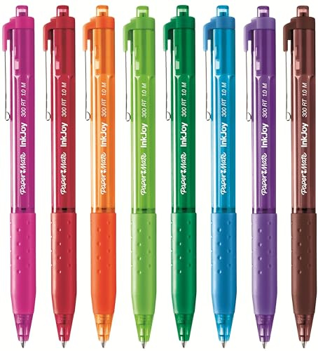 Paper Mate InkJoy 300RT Retractable Ballpoint Pens | Medium Point | Assorted Fun Ink Colours | 8 Pack | Ultra Smooth Ink