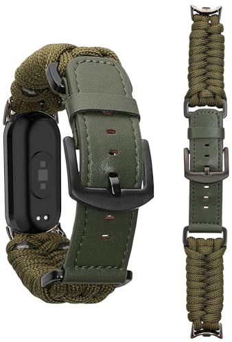 kwmobile Pulsera compatible con Xiaomi Mi Band 10 / Mi Band 9/8 - Correa Trenzada de Cuero PU y Nailon para Smartwatch - Tamaño ajustable