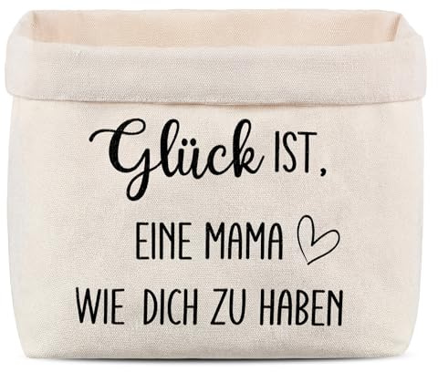 Xuniea Brotkorb Glück Ist, Eine Mama Wie Dich zu Haben Mama Geschenk Brottasche Brötchenkorb Muttertagsgeschenke Brotkorb aus Stoff Geschenk zum Muttertag Geburtstag Mutter Stiefmutter (Weiß)