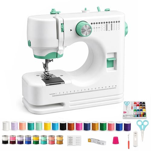 LUPATDY Tragbare Nähmaschine, Mini-Nähmaschine für Anfänger & Heimgebrauch, Multifunktions Haushaltsnähmaschine mit 12 Nähprogrammen, Mit Nähzubehör, Ideal für Schnellreparaturen & DIY