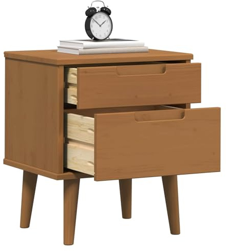 vidaXL Nachttisch Karamell 40 x 35 x 48 cm Massives Kiefernholz, Schlafzimmer, rechteckiger, rustikaler Holzschrank, große Nachttischablage, Kieferndekor, praktische Möbel