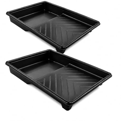 Paint Roller Tray | 9, Black-2 Pack Paint Roller Trays UK Made Heavy Duty Plastic Paint Tray Set