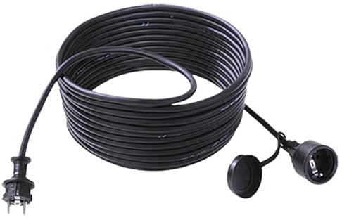 Bachmann 343.175 Schuko-Verlängerung, 3-Fach, 10,0 m schwarz mit Deckel
