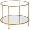 HAKU Möbel Beistelltisch Gold, Metall, Sicherheitsglas, Spiegel - Maße: H 45 cm x Ø 60 cm, Style: Art Deco