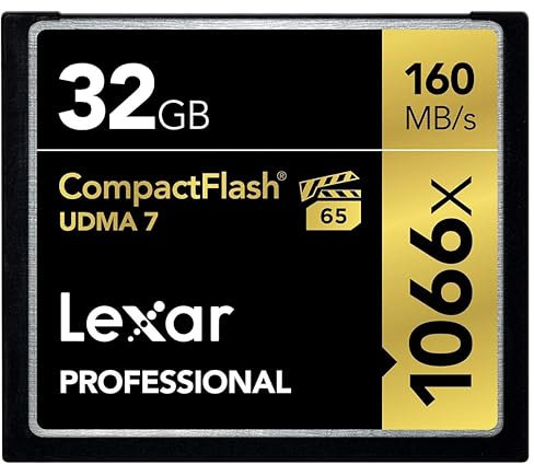 Lexar Professional 1066x 32GB CompactFlash Card, Up to 160MB/s Read, CF Card for Professional Photographer, Videographer, Enthusiast (LCF32GCRBEU1066)