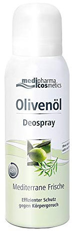 Olivenöl Deospray Aerosol Mediterrane Frische | Effizienter Schutz gegen Körpergeruch | Mit Zink und Salbei-Öl | Von medipharma cosmetics