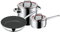 WMF Cromargan 760336380 Set of 3 Pans 4 Functions, Scale on Inside, Lid with 4 Pouring Functions, Made in Germany, Glass Lid, Stainless Steel, Suitable for Induction Cookers, Dishwasher Safe